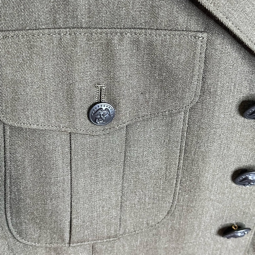 ⭐️Vintage DSCP Crown Clothing Co Military Jacket/Coat Army Green w/ Patches 38S - Picture 6 of 10